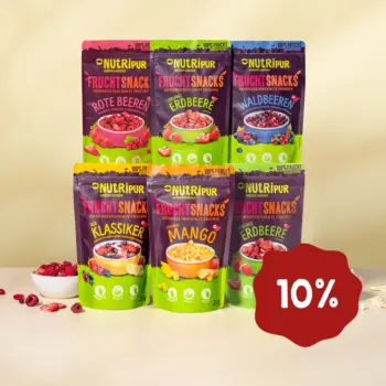 Hier ist ein Produktbild des Angebots gefriergetrocknete Früchte "Allerlei im SixPack" 6 Beutel je 25 Gramm