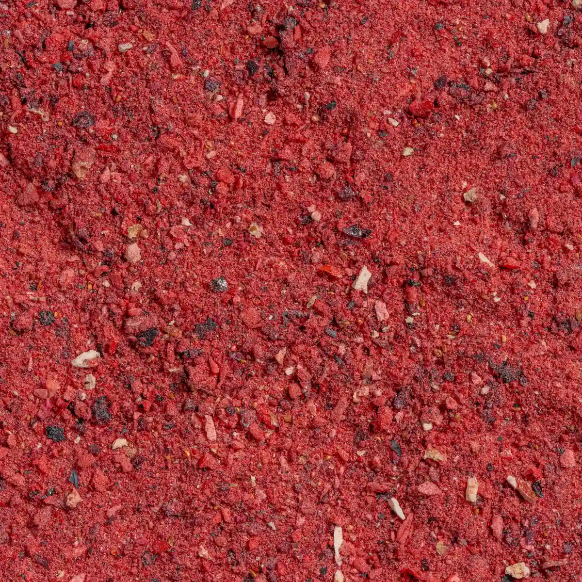 Ein Bild zeigt eine Makroaufnahme des gefriergetrockneten Klassiker-Fruchtpulvers von Nutripur
