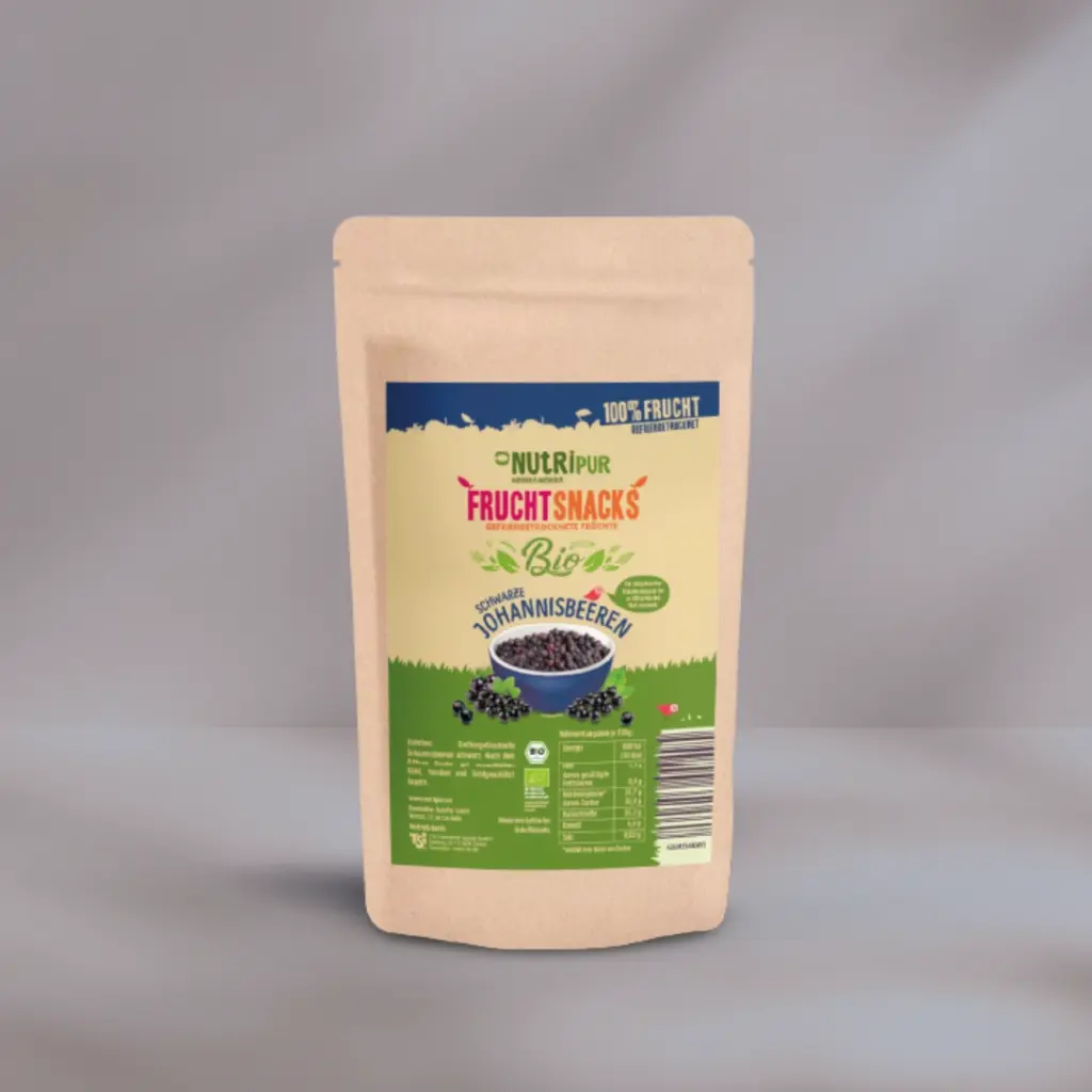 Hier ist ein Produktbild der gefriergetrockneten Bio-Johannisbeeren schwarz