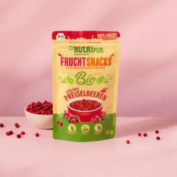 Hier ist ein Produktbild der gefriergetrockneten Bio-Preiselbeeren von NutriPur