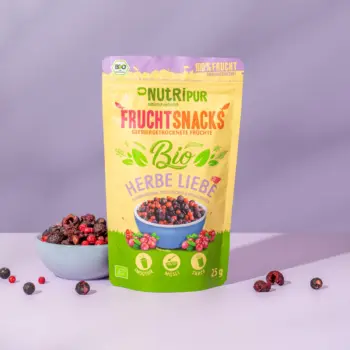 Hier ist ein Produktbild des gefriergetrockneten Bio-Fruchtmix Herbe Liebe von NutriPur