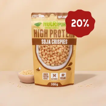 Hier ist ein Produktbild der Soja-Crispies, jetzt mit 20 Prozent Rabatt von NutriPur.